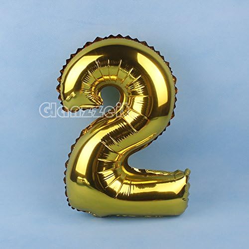 Glanzzeit 16 Inch Gold Balloons Decor Letters A to Z Numbers 0 to 9 for Wedding Prom Birthday Party (Number 2)