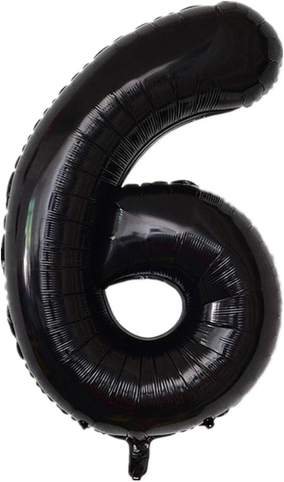 YPSelected 32 Inch Large Foil Helium Number Balloon Birthday Wedding Party 0-9 (Black, 6)