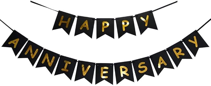 Happy Anniversary Banner Party Hanging Paper Fans Decoration for Birthday Wedding Party, Happy Anniversary Decorations.