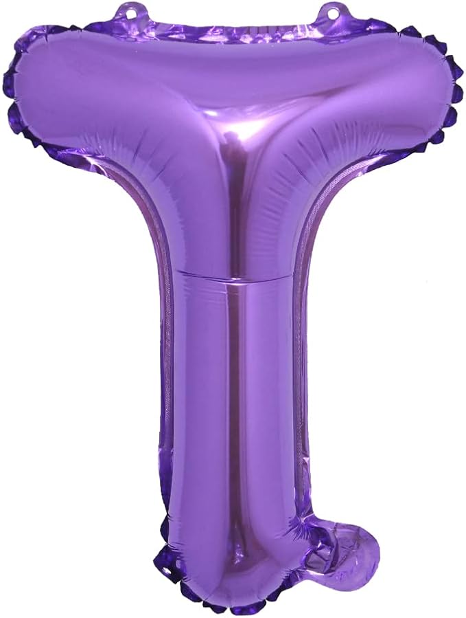 16 inch Purple Alphabet Letter and Number Balloons Set Package, Aluminum Hanging Foil Film Banner Mylar Balloon for Birthday Party Decoration Custom Word (A-Z, 0-9) (16 Inch Purple T)