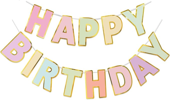 Happy Birthday Banner Macaron Birthday Rainbow Signs Banners, Birthday&Colorful Party Decorations for Girls, Boys, Women, Adults, Pets, Photo Backdrop & Wall Decor for All Celebrations