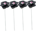 balacoo Halloween Yard Decorations 4pcs Black Rose Sign Stakes Eyeball Flowers Outdoor Decor