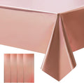 4 pcs Rose Gold Tablecloth Plastic -Stunning Metallic Matte Finish, 40" x 108" Bachelorette Table Cloth, Perfect for Wedding Birthday Party Anniversary Event Bridal Shower Decorations