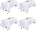 Kesfey 4 Packs White Table Cloths Rectangle 70 x120 inch Washable Polyester Fabric White Tablecloths for 6-8 Ft Tables Stain and Wrinkle Resistant Reusable Table Covers for Parties Wedding Banquet