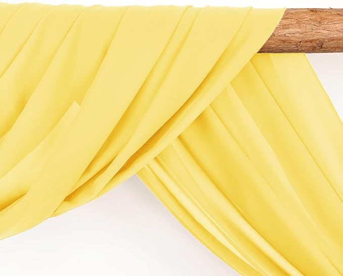 Wedding Arch Draping Fabric 30'' x 18FT Sheer Chiffon Arch Drape Backdrop 2 Panel Yellow Drapes for Easter Bridal Shower Baby Shower Photo Booth Church Decor Birthday Party Outdoor Decoration