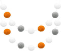 uxcell 2pcs Pom Pom Garland 6.6 Ft 30 Balls Colorful Felt Ball Garland for Wall Christmas Tree Decor Birthday Banner Easter Party Decorations, White, Orange, White, Grey