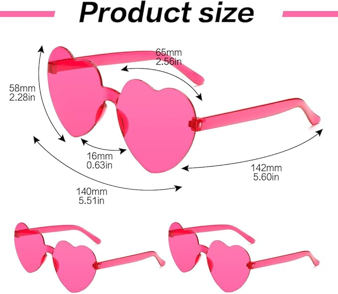 Heart Sunglasses 2 Pairs Heart Shaped Sunglasses Womens Heart Glasses Rave Sunglasses for Women Party Favors