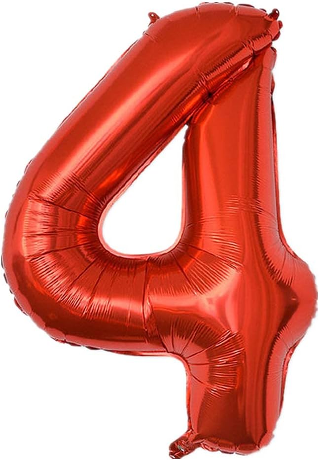 40 Inch Large Foil Helium Number Balloon Birthday Wedding Party 0-9 (Red, 4)