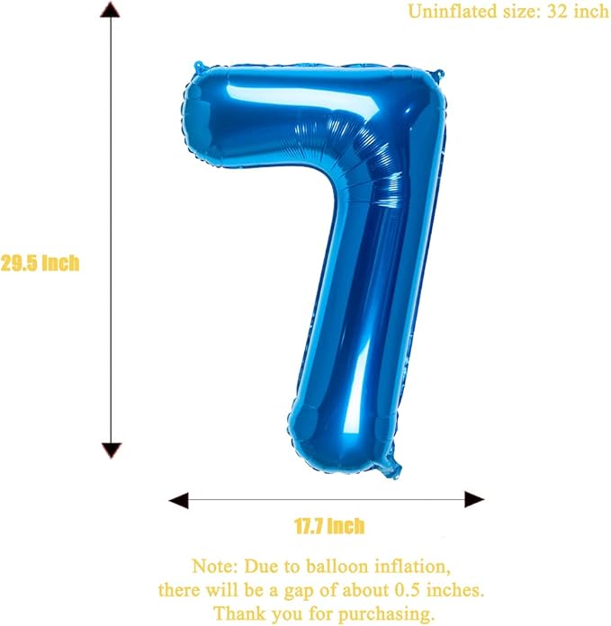 32 Inch Blue Number 7 Balloons Foil Ballon Digital Birthday Party Decoration Supplies (Blue Number 7 Balloon)