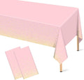 Mulbozy 2 Pcs Pink Tablecloth 54"×108" Gold Dot Pink Table Cloth, Pink Disposable Plastic Tablecover for Birthday, Baby Shower, Picnic, Camping, Event & Parties…