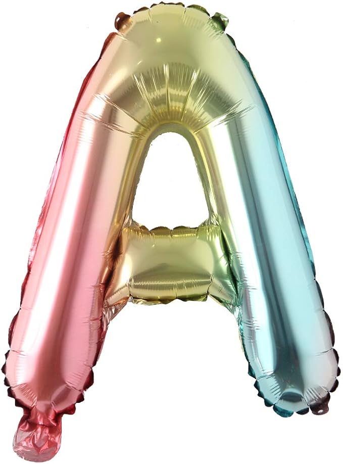 16 inch gradient rainbow Letter number balloons unicorn party foil balloon baby shower 1 birthday party decorations kids numbers Air ball (16 Inch Rainbow A)
