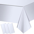 3 Pack Silver Plastic Tablecloth, Disposable Rectangle Table Covers, Holographic Metallic Foil Tablecloth Silver Party Supplies Decorations for Birthday Graduation Disco Bachelorette, 54x108Inch
