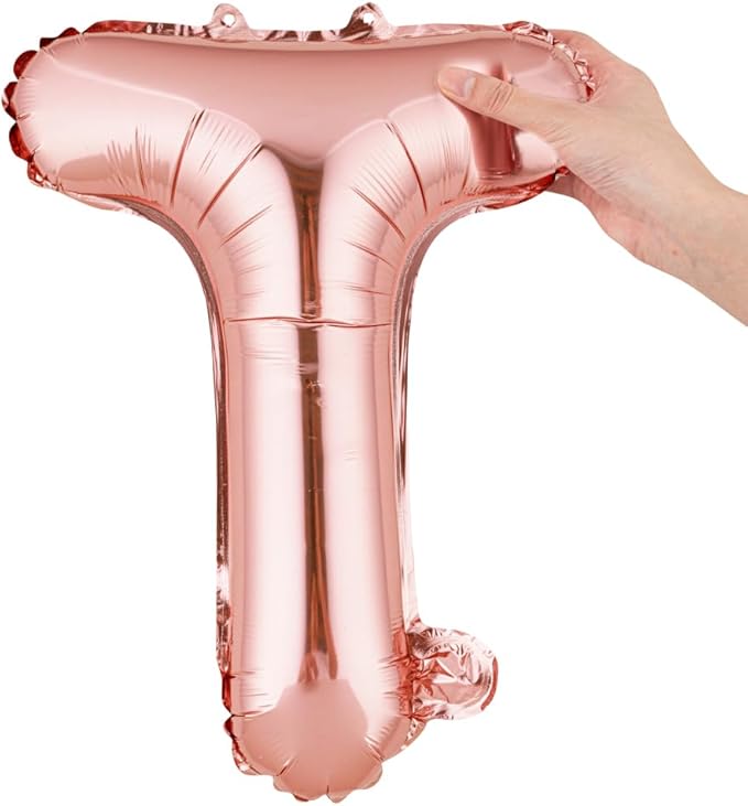 Restaurantware-Balloonify 16 Inch Letter Balloon, 1 Alphabet Party Balloon - Letter T, Self-Sealing, Rose Gold Foil Mylar Finish, Hanging Loop, Decoration For Birthday, Wedding, Or Graduation