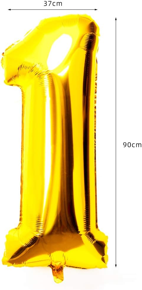40 Inch Large Foil Helium Number Balloon Birthday Wedding Party 0-9 (Gold, 1)