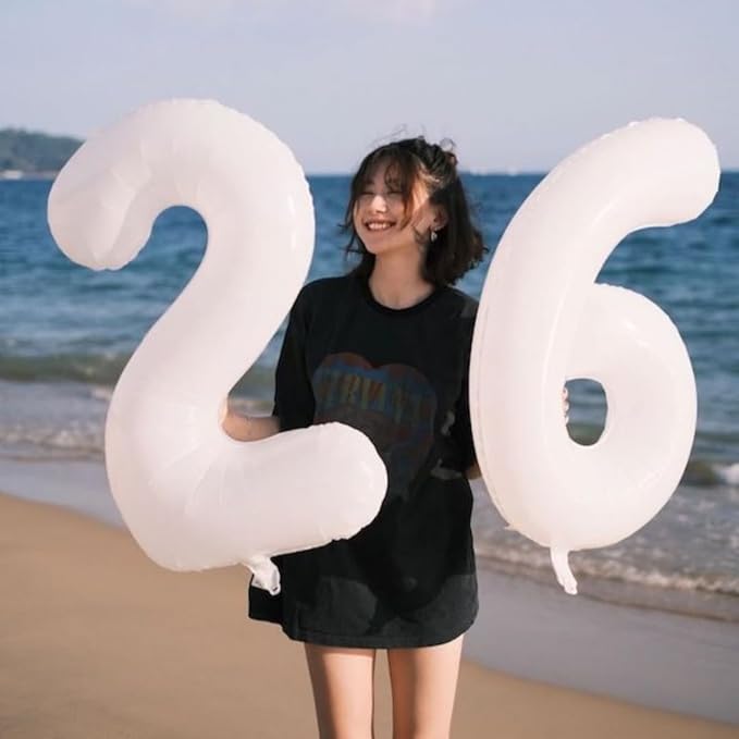 40 Inch Numbers Balloon, White Balloons for Birthday Party Decoration, Foil Number 0 Ballon for 0, 10, 20, 100, 2026 Celebration, Birthday, Baby Shower, Anniversary Decor