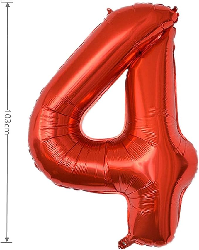 40 Inch Large Foil Helium Number Balloon Birthday Wedding Party 0-9 (Red, 4)