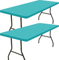 Smiry 2 Pack Rectangle Picnic Table Cloth, Waterproof Elastic Fitted Tablecloths, Washable Polyester Rectangular Patio Table Cover for Camping, Indoor and Outdoor (Turquoise, 30"x96")
