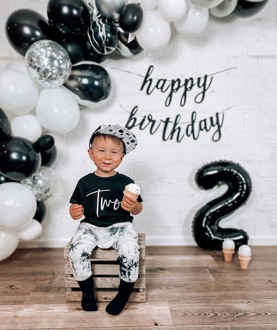 Black Number 2 Balloon 40 Inch, 2 Balloon Number, 2nd Birthday Decorations for Baby Girls Boys Toddlers