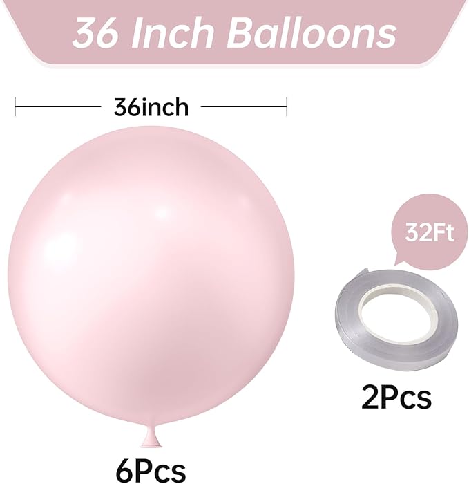 KALOR 36 Inch Giant Pastel Orange Balloons, 6 Pack Large Round Pastel Orange Latex Balloons for Anniversary, Birthday, Christmas, Wedding, Baby Shower Party Decorations