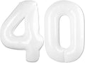 White Number 40 Balloon 40 inch, Translucent 40 Number Balloons, 40th White Birthday Decorations for Women Men, 40 Year Old Party Supplies