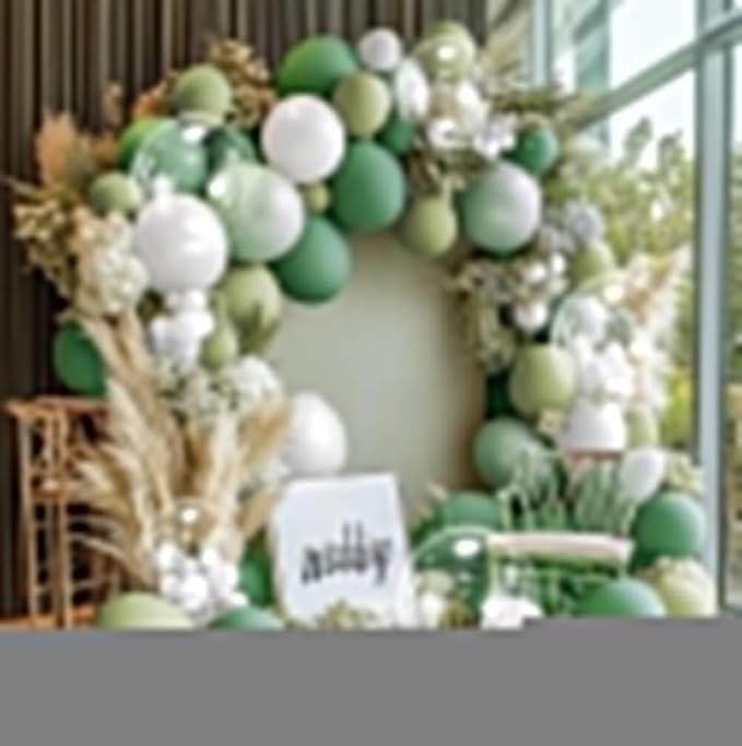 Green White Balloons Double Stuffed Dusty Green Bobo Pearl Balloon Arch Kit Latex Light Olive White Balloon Garland for Bridal Shower Birthday Baby Shower Wedding Anniversary Baptism Decor