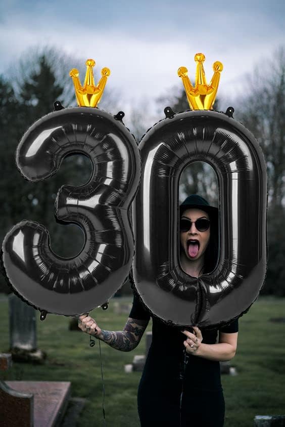 Black Number Balloon 40 Inch, 0 Number Balloons, 10 20 30 40 50 60 100 Numbers Balloon Birthday Decorations, Black Party Supplies for Women Men.