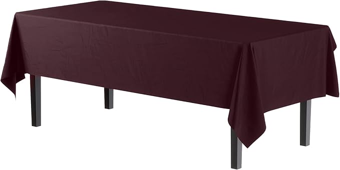Exquisite Party Solids 6-Pack Premium Plastic Tablecloth 54in. X 108in. Rectangle Plastic Table Cover - Brown