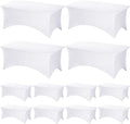 Fixwal 12 Pack White Spandex Rectangular Table Covers, 72"L x 30"W x 30"H, Wedding, Banquet, Party, Events