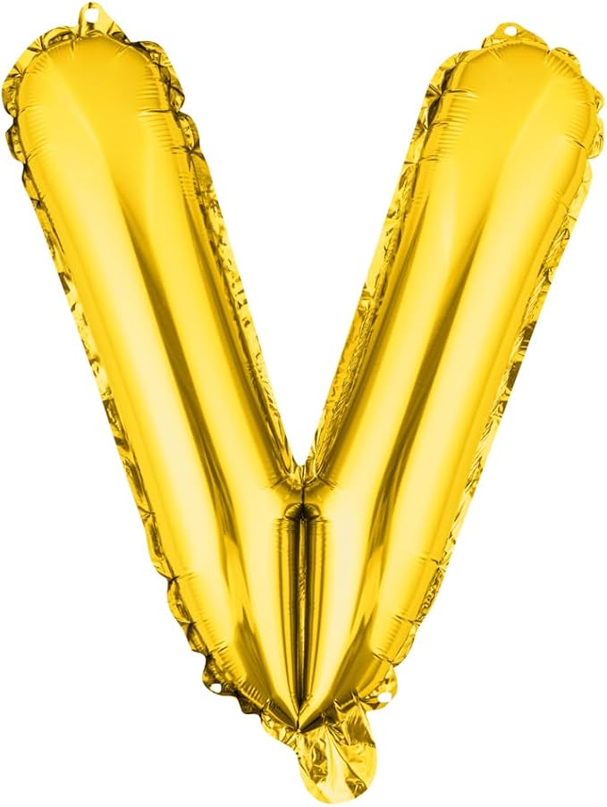 Restaurantware Balloonify 16 Inch Letter Balloon 1 Alphabet Party Balloon - Letter V Self-Sealing Gold Foil Mylar Balloon Hanging Film Decoration For Birthday Wedding Or Graduation