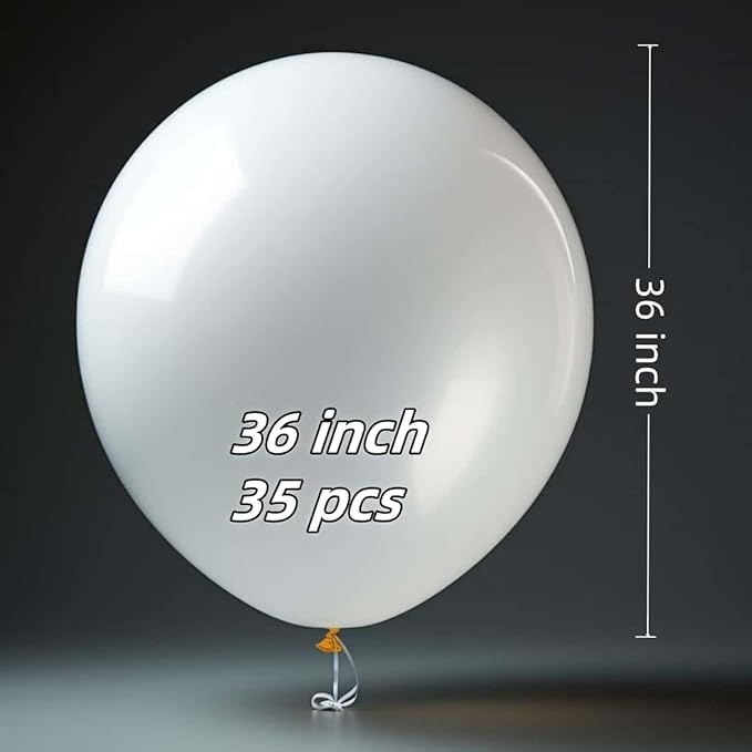 30 Pack White Balloons 36 Inch White Latex Large Balloon Bulk for Birthdays, Baby Showers, Weddings, Party Decorations