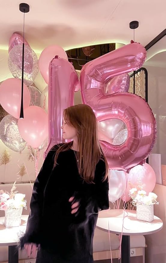 Pink Number 1 Balloon 40 inch, Number 1 Birthday Balloon for Boy Girl, Pink Foil One for 1st 10 11 12 16 18 Birthday Party, Anniversary Celebration Number Balloons Decorations