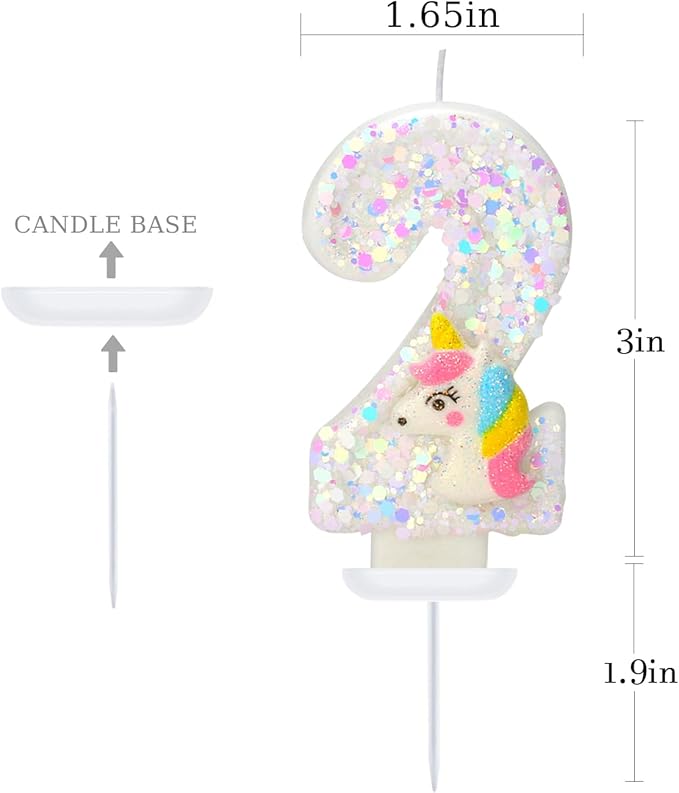 Birthday Candles - Number 2 Candle, Birthday Candles for Cake, Cartoon Birthday Party Supplies, Birthday Decorations for Cake Topper