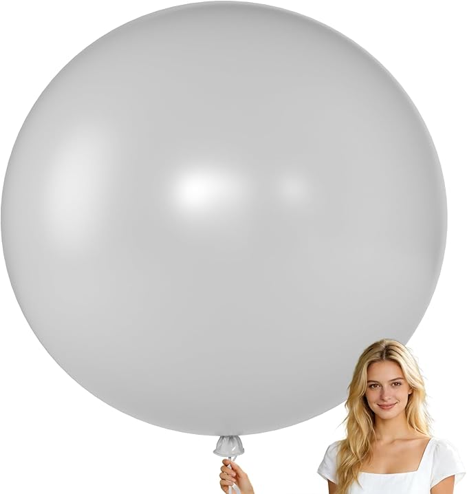 KALOR Gray Giant Balloons 36 Inch Large Latex Balloons, 4 Pack Jumbo Round Helium Balloon for Birthday Bridal Shower Wedding Baby Shower Party Decorations