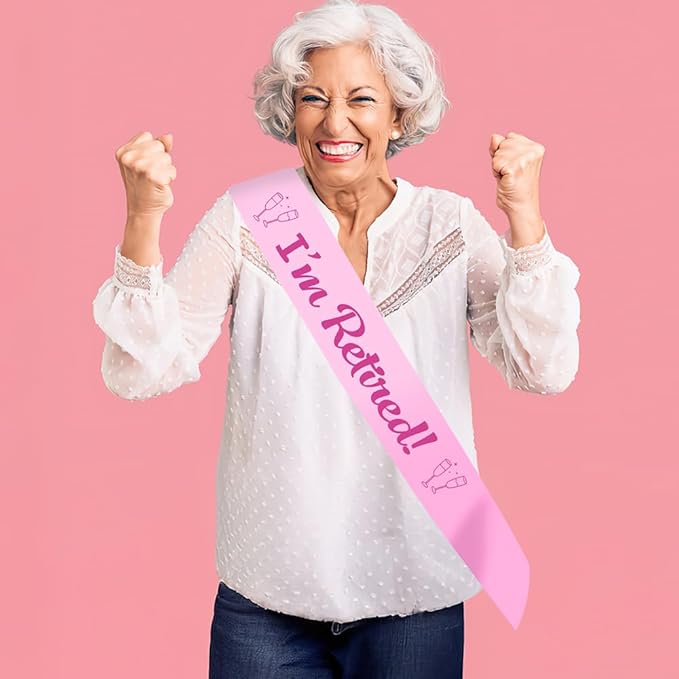 Retirement Party Decorations Retired Sash Retirement Gift for Women Farewell Gifts for Woman Decorations Happy Farewell Decorations Retired Gifts Party Photo Booth Props Pink