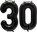 AULE 40 Inch Jumbo Black Foil Mylar Number Balloons for Men Women 30th Birthday Party Decorations 30 Years Old Anniversary Party Supplies