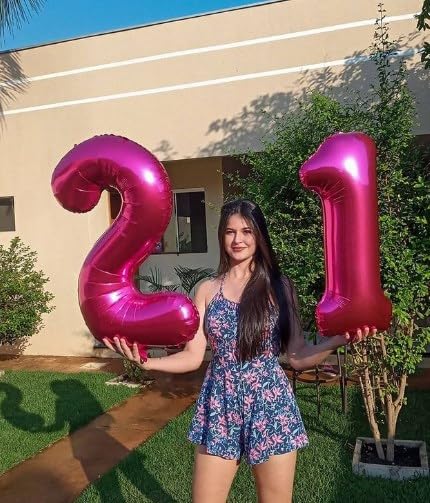 Hot Pink 40 Inch Big Number Balloon Birthday Decoration, Number 2 Helium Balloon 12 20 22 23 24 26 2025 New Years Celebration, Boy Girl Baby Anniversary Party Graduations Supplies Decorations