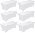 Pureegg Spandex Tablecloth 8ft - 6 Pack, Fitted and Stretch Table Cover for Rectangle Tables, Wrinkle-Resistant and Secure Fabric for Outdoor, Picnic, Party, Wedding, Banquet and Birthday, White