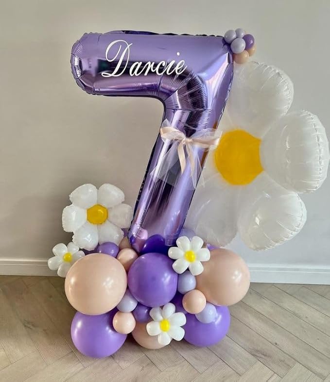7 Birthday Balloon Purple Number, 17th Birthday Decorations For boys And Girls, 40 Inch Big Balloons for 7, 17, 27, 70 Birthday, Wedding Anniversary, Christmas, New Year, Halloween Party Decoration