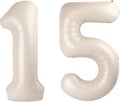 Cream White 40 Inch Large Number 15 51 Birthday Balloon, 15 51 Birthday Celebration Decorations, Foil 15 51 Mylar Helium Number Balloons Girl Boy Anniversary Party Supplies