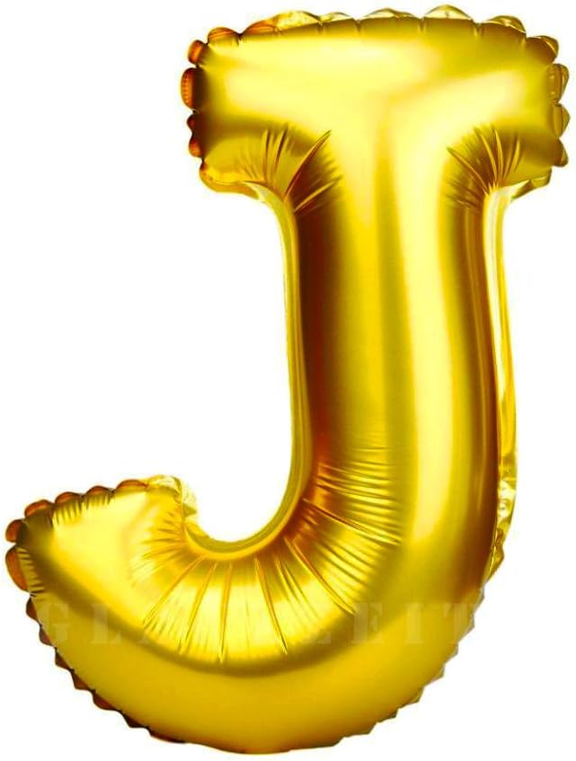 Glanzzeit 16 Inch Gold Balloons Decor Letters A to Z Numbers 0 to 9 for Wedding Prom Birthday Party (Letter J)