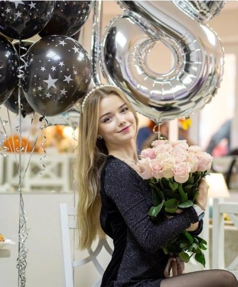 Silver Foil Number 28 Balloon 40 Inch, Helium Mylar Eight Number 28 82 Birthday Balloons, 28th Silver Women Men Wedding Anniversary, Graduations Party Supplies