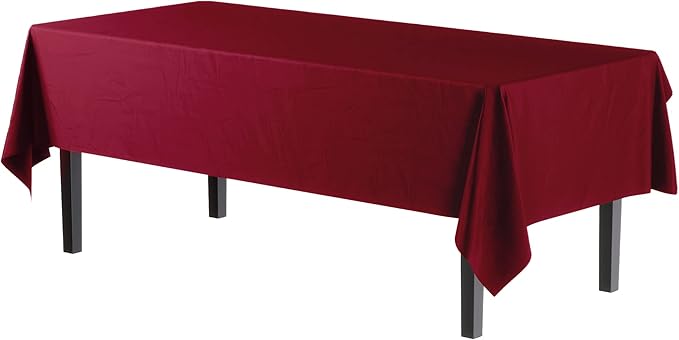 Exquisite Party Solids 6-Pack Premium Plastic Tablecloth 54in. x 108in. Rectangle Plastic Table Cover - Burgundy