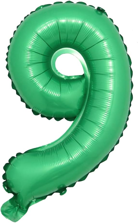 16 inch Green Alphabet Letter and Number Balloons Set Package, Aluminum Hanging Foil Film Banner Mylar Balloon for Birthday Party Decoration Custom Word (A-Z, 0-9) (16 inch Green 9)
