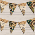 Vintage Nautical Land & Sea Personalized Birthday Party Bunting - Hanging Party Decoration - Birthday Party Banner Garland | Decorative Party Supplies