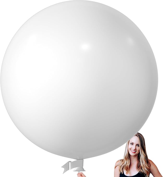 KALOR 36 Inch Giant White Balloons, 6 Pack Large Round White Latex Balloons for Anniversary, Birthday, Christmas, Wedding, Baby Shower Party Decorations