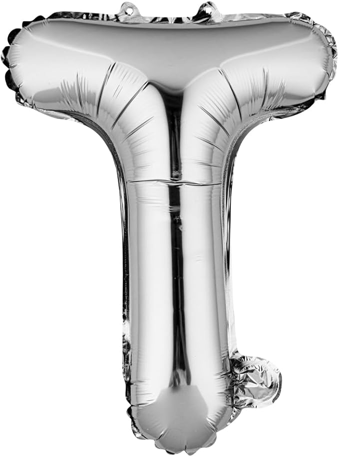 Restaurantware-Balloonify 16 Inch Letter Balloon, 1 Alphabet Party Balloon - Letter T, Self-Sealing, Silver Foil Mylar Finish, Hanging Loop, Decoration For Birthday, Wedding, Or Graduation