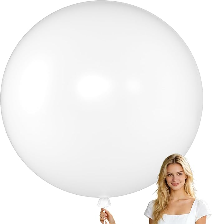 KALOR White Giant Balloons 36 Inch Large Latex Balloons, 4 Pack Jumbo Round Helium Balloon for Birthday Bridal Shower Wedding Baby Shower Party Decorations