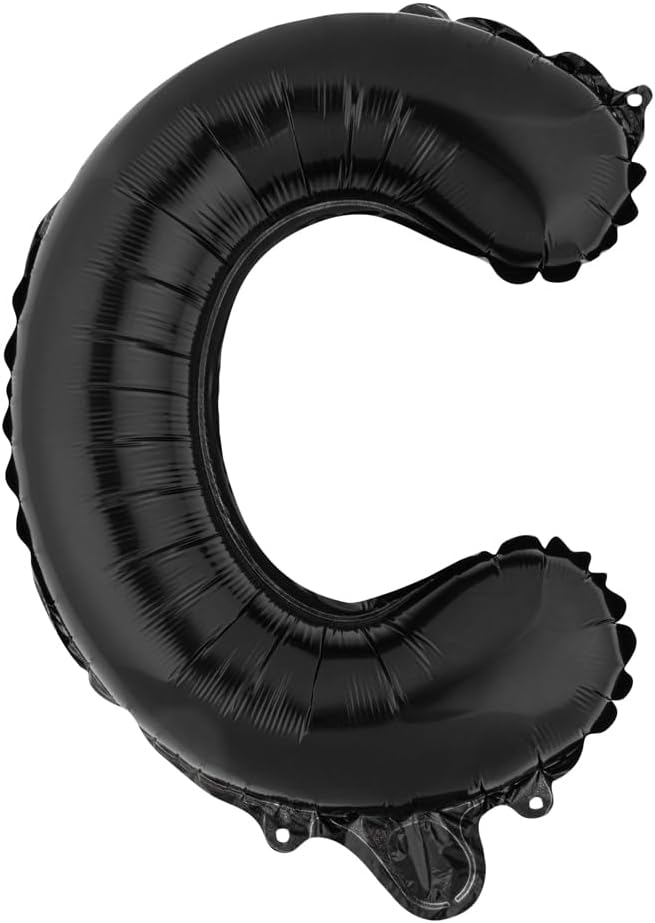 Restaurantware-Balloonify 16 Inch Letter Balloon, 1 Alphabet Party Balloon - Letter C, Self-Sealing, Black Foil Mylar Finish, Hanging Loop, Decoration For Birthday, Wedding, Or Graduation
