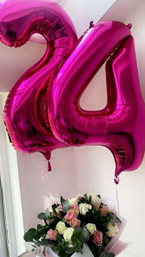 2 Numbers Balloon 40 Inch Hot Pink Two Balloon Number Birthday Decor, 2nd 12 21st Party Celebration Decorations Graduations Wedding Baby Shower