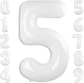 Balloon Numbers 40 Inch 5 Ballon for 5th Birthday Decorations, 15 25 35 50 Big White Number Balloons for Wedding Photo Shoot Party Decor